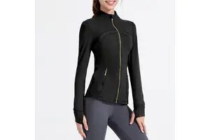 Wholesale Custom Women Yoga Jacket Long Sleeve Quick Dry Slim Fit Sports Coat Zip Up Fitness Running Workout Yoga Top Women