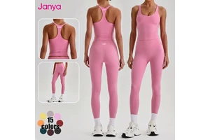 Janya Professional Women's High Waist Yoga Leggings 2 Piece Set 4-Way Stretch Gym Fitness Sets Breathable Custom Logo Activewear
