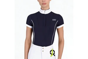 OEM Short Sleeves Equestrian Base Layers Summer Stretchy Equine Ladies Horse Riding Tops T-Shirts Sports Wear for Women