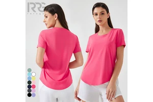 Roregal New Lightweight Breathable Quick Drying Loose Fit Sports Top Fitness Short Sleeved Yoga T-Shirt