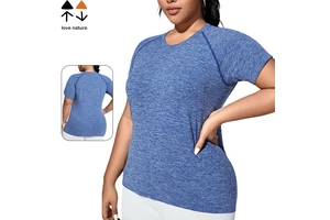 Summer Women's Slim Nylon-spandex Large-size Stretchable High-elastic Yoga Short-sleeved Quick-drying Breathable Outdoor T-shirt
