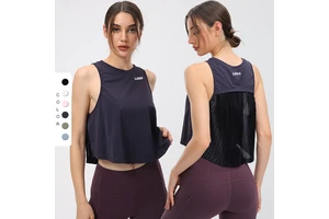 Wholesale Quick Drying Sports Vest Pleats Round Neck Breathable Lightweight Fitness Vests