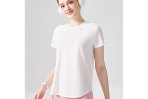 Women's Athletic Sportswear Quick-drying Lightweight Yoga Wear Back Mesh Breathable Loose Top Short Sleeve Spandex/Nylon