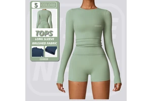 YISHENHON Winter Plush Long-Sleeve Yoga Activewear High-Intensity Fitness Apparel for Pilates Running Sporty Long-Sleeve Top