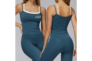 Sleeveless Slim Fit Yoga Top for Women Sleeveless Crop Tops Sweat Wicking Adjustable Padded Double-layered Workout Athletic Top