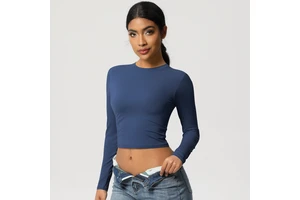 Seamless Fitness Tops Long Sleeve with Thumb Holes - Ultra Soft Gym Shirts Non See-Through, 4-Way Stretch Activewear Wholesale