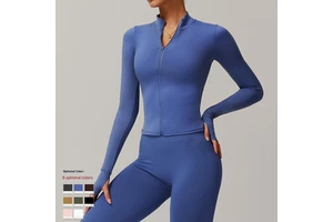 Lanyu Zipper Tight Running Top Breathable Nude Feel Fitness Wear Training Quick-drying Long Sleeve Yoga Sport Gym Women Jacket