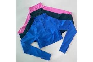 Women Breathable Lightweight Fitted Workout Tops Long Sleeve Crew Neck Compression Crop Top Yoga Jacket Women