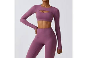 Long Sleeve Yoga Sports Vest with Shawl Thin Fitness Tops for Running Four-Way Stretch Blouse