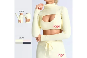 European American Spring/Summer for Hollow-out Long-sleeve Blouse Yoga Wear Quick-drying Breathable Loose Fit Casual Top