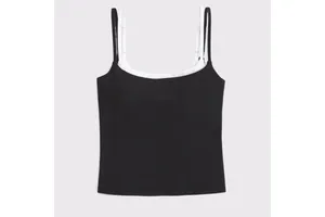 Custom Womens Double Layer Tank Top Contrast Strap Breathable Stretch Fitness Yoga Workout Activewear Spandex/Polyester Fleece