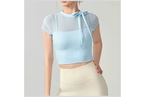 Wholesale Women's Loose Fit Cropped Yoga Top Short Sleeve Quick Dry Workout Shirt Casual Breathable Fitness Athletic Activewear