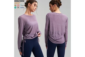 XW-CX7410 Solid Color Moisture Wicking Gym Clothing Activewear Long Sleeve Fitness Breathable Custom Women's Sports Top