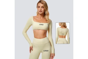 Custom Running Sexy Deportivo Workout Gym Feminino Fitness Yoga Long Sleeve Crop Top Femme 2023 Sports Bra For Women