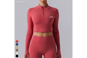 Half Zipper Long Sleeve Yoga Dress Tight Running Outdoor High Intensity Quick Drying Yoga Top Woman
