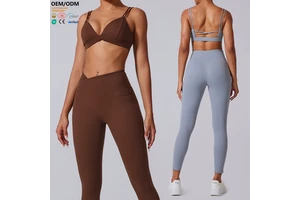 XW-YWX2897 Wholesale New Design Chest Pad Versatile Gym Clothing Breathable Cross Back Women Custom v Neck Yoga Sports Bra