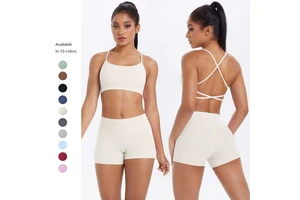 3Piece Breathable Athletic Gym Yoga Women Fitness Crisscross Back Bra And Butt Lift Shorts Leggings Yoga Set