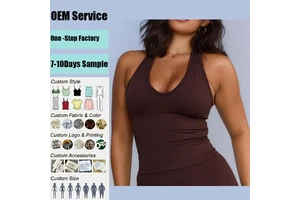Custom Women's Casual Sports Racerback Tank Top High Strength Yoga Tops Breathable Gym Vest Front Logo Shockproof for Fitness