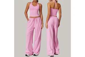 New 3 PCS Gym Fitness Yoga Sets Breathable Workout Sports Bra Long Sleeve Tank Tops Flared Leggings Gym Active Wear for Women