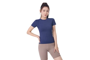 Wholesale Sport Quick Dry T Shirt Women Short Sleeve Yoga Tops Elastic Breathable Moisture Wicking Tight Workout T Shirt