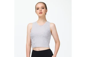 Crop Tank Top Women Round Neck Printed Sleeveless Yoga Clothes Slim Fit Sports Tank Tops for Women