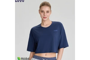 OEM Women's Modal Yoga Tops Cropped Loose Fit Breathable Quick-drying Running Workout T-shirts