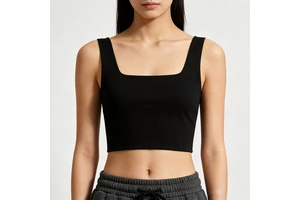 Women's Square Neck Cropped Yoga Tank Top Wide Strap Racerback Sports Bra Breathable Workout Running Crop Top Custom logo