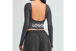 Customized Logo Women's Yoga Bra Fitness Top Wear Breathable Quick-drying Spandex/Nylon Workout Long Sleeve Shirt