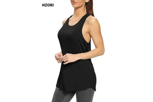HZORI Wholesale Cotton Spandex Yoga Tank Top Women Racerback Gym Workout Vest Loose Fit Breathable Sleeveless Running Activewear