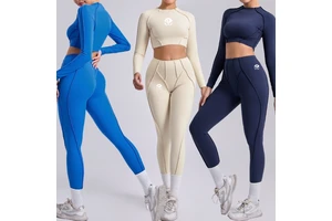 Sportswear Clothing 2pcs Long Sleeve Tops Yoga Leggings Women's Fitness Workout Sets