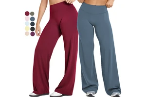 Plus Size High Waist Sports Fitness Women's Yoga Pants Nylon Casual Bell-bottoms Wide Leg Pants Gym Workout Sportswear Leggings