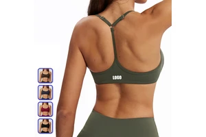 Women Adjustable Strap Yoga Bra Tops Lady Gather H-back Crop Sport Vests Female Shockproof Sleeveless Running Crop Tops