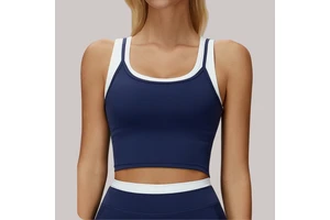 Women's Double Layers Contrast Color Slim High Support Sports Bra High Elastic Comfortable Removable Pads Women Yoga Tank Top