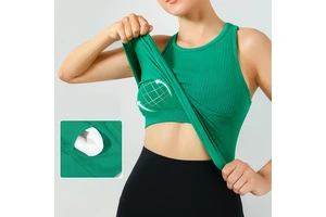 Custom Logo High Elastic Women Ribbed Yoga Tank Tops Seamless Sports Running Gym Fitness Yoga Tank Tops With Padded