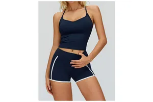 Eco-Friendly Yoga Tank Top Halter Sports Bra Four-Way Stretch Breathable Quick Dry High Support Removable Pads for Outdoor