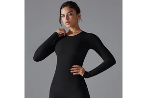 Women Long Sleeve Yoga Top Custom Logo High Compression Gym Fitness Activewear Quick Dry Slim Fit Breathable Sports Clothing
