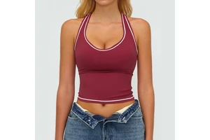 Color Blocking Yoga Tank Top Sexy Backless Women's Sports Top Brushed Comfortable Sports Fitness Yoga Tops