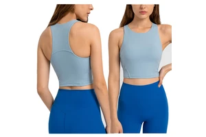 Women's Lightweight Sports Fitness Top High Elasticity Yoga Vest Padded Neck Breathable Sensation Tight Fashionable Sportswear