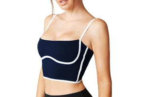 OEM Adjustable Strap Double Layer Contrast Color Crop Tops Workout Fitness Basic Padded Yoga Woman Sports Bra
