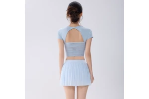 Women's Hollow Mesh Breathable Spandex/Nylon Solid Beauty Back Yoga Clothing Slim-Fit Slimming Top Chest Pad Pilates Sports