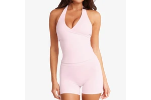 Women's Sleeveless Cross V-Neck Sports Vest Breathable Backless Yoga Top Wholesale Gym Activewear Tank for Plus Size Front