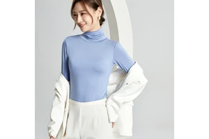 Women Turtleneck Long Sleeve Shirt Regular Fit Sexy Base Layer Breathable Eco-Friendly Knitted Viscose Spandex Casual Solid