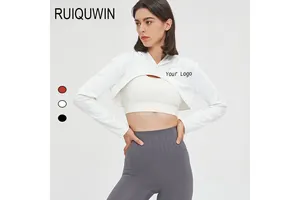 RUIQUWIN OEM Women Athletic Sport Shirts Yoga Long Sleeve Fitness Yoga Crop Tops Hoodies Gym Workout Sweatshirts