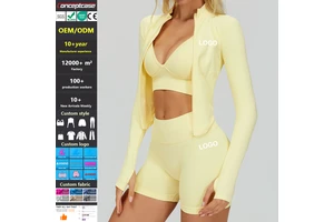 Custom Fabric Style Logo Quick-Drying Stand-Up Collar Zipper Long Sleeved Yoga Jacket Women Gym Fitness Tight Sports Wear Top