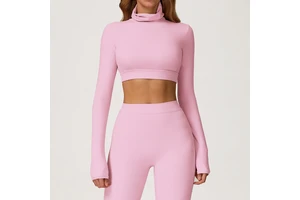 New High Neck Seamless Shockproof Back Hollow Long Sleeve Custom Logo Sports Bra Yoga Top Fitness Gym Wear for Women