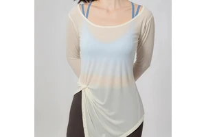Women's Crew Neck Long Sleeve Yoga Top Quick Dry Activewear Wrinkle-Resistant Synthetic Fiber Loose Fit Drape Hip Cover for Bulk