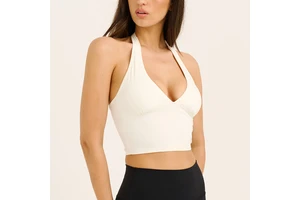 Wholesale Solid Yoga Active-Wear Women's Gym Fitness Lightweight Workout Hot Crop Top Ladies Comfortable Sexy Halter Sports Bras