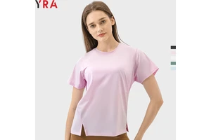 2025 Summer Collection Women's Casual Loose Fitness Sports T-Shirt Breathable Lightweight Yoga Tops Short Sleeves Plus Size