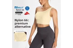 With Chest Pad Unilateral Shoulder Strap Yoga Designer Sports Top NiliT Nylon High Elastic Spandex