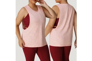 Women's Oversized Sleeveless Casual Sport Top Round Neck Breathable Running Training Yoga Vest